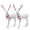 Ornativity Peppermint Glitter Christmas Reindeer – Holiday Party White Deer Figurine Statues with Red and White Antlers and Scarf Dinner Tabletop Decorations Centerpiece - Pack of 2